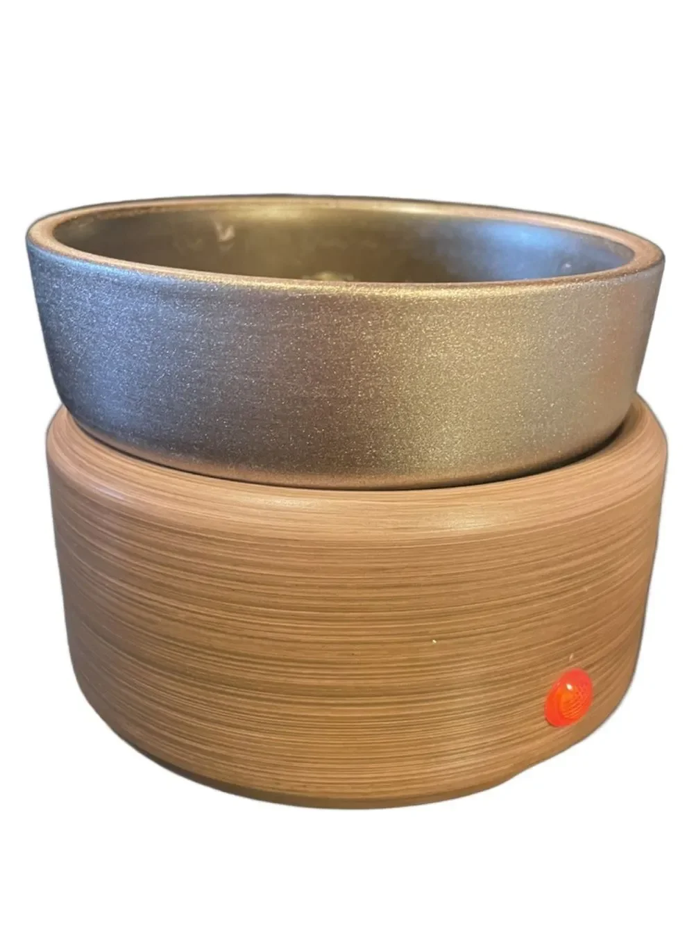 Sleek Contemporary 2 in 1 Flameless Candle Warmer Classic Pewter & Walnut Design